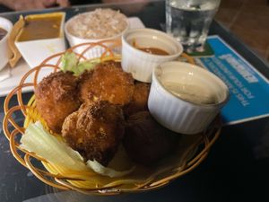 Cauliflower pieces from appetisers selection  - super good!!!  at Hemingway's By The Bay in Outlying Islands