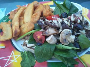 Mushroom spinach ricotta toast  at Hemingway's By The Bay in Outlying Islands