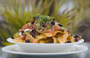 vegan nachos at Hemingway's By The Bay in Outlying Islands