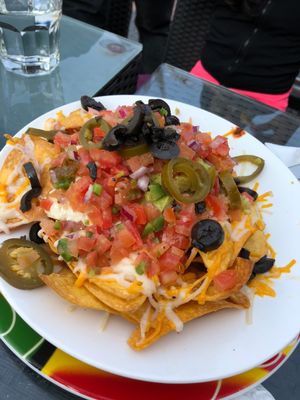 Vegan nachos at Hemingway's By The Bay in Outlying Islands