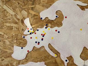 They have a map where you can place a sticker on your country/city.  at Veggie House in Chiba