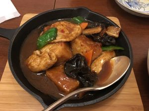 Braised tofu with house-style sauce at Veggie House in Chiba