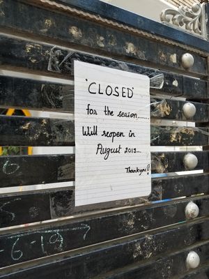 Closed for the season at Ira's Kitchen & Tea Room in Rishikesh