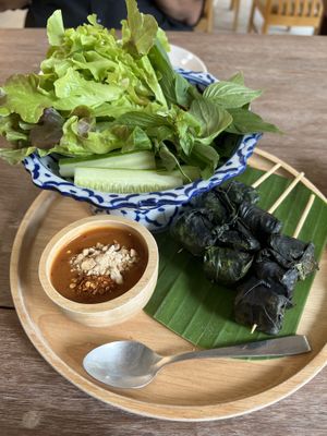Grilled Mushroom wrapped in Banana Leaves  at Tonklar Facai - Siriraj in Bangkok