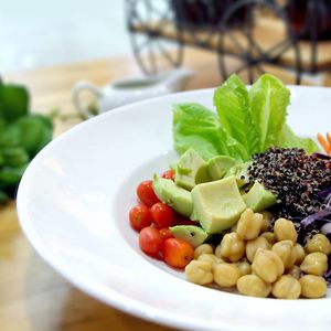my favorite salad It is quinoa and avocado with spicy pesto vinaigrette sauce at Tonklar Facai - Siriraj in Bangkok