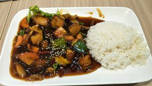 Gong Bao Mankey Head Mushroom w Rice at D'life 蔬食 - Toa Payoh  in Central Singapore