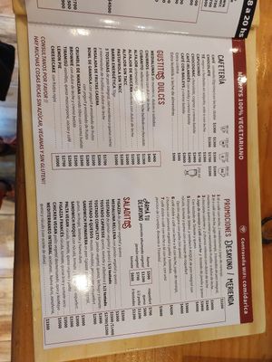Menu at Morfys in San Carlos De Bariloche