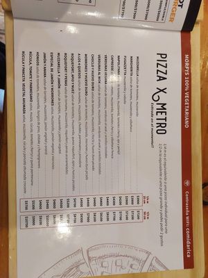 Menu at Morfys in San Carlos De Bariloche