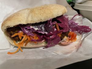 Chickpea fritter  at Clover Food Lab - Central in Cambridge