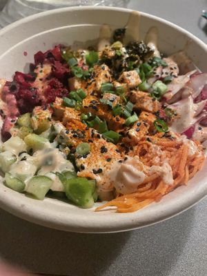 Beet poke bowl  at Clover Food Lab - Central in Cambridge