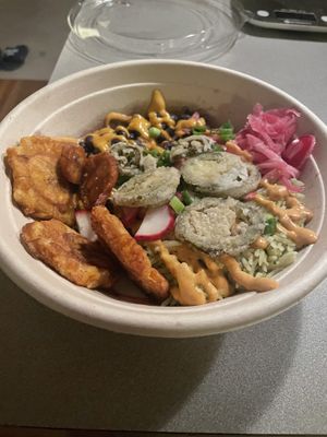 Verde rice and bean bowl  at Clover Food Lab - Central in Cambridge