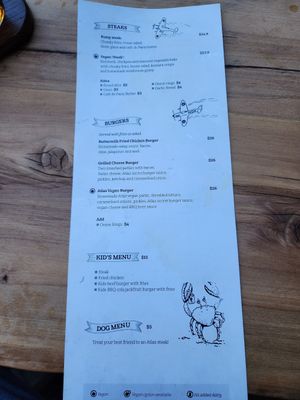 Menu 1 November 2023 at Atlas Beer Cafe in Queenstown