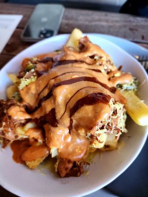 Vegan Loaded Fries at Atlas Beer Cafe in Queenstown