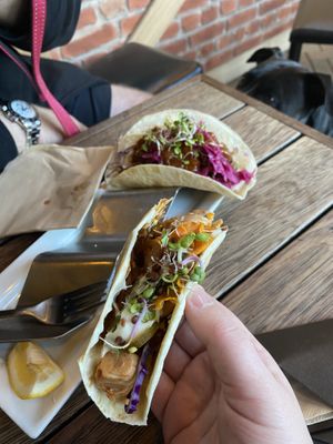 Tacos - mushroom and jackfruit - both yum #Veganuary at Atlas Beer Cafe in Queenstown