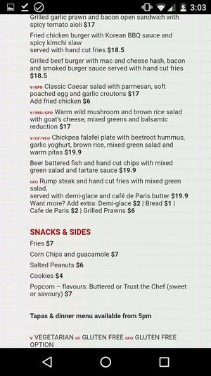 Daytime menu, part 2/2 at Atlas Beer Cafe in Queenstown