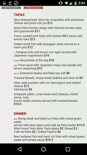 Evening menu, part 1/2 at Atlas Beer Cafe in Queenstown