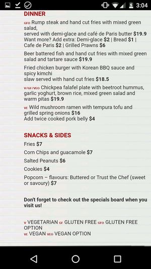 Evening menu, part 2/2 at Atlas Beer Cafe in Queenstown