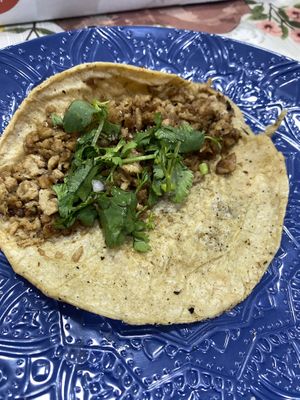Taco Vegano de Suadero con Cilantro, Limón, y Sal 😋  at VG Pizza in Mexico City