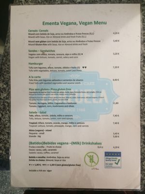 Separate vegan menu at Zarzuela in Lisbon