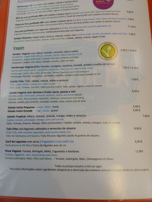 Menu at Zarzuela in Lisbon