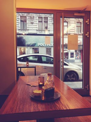 Inside looking outside  at Grains in Vienna