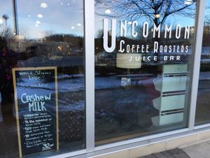 Window sign at Uncommon Grounds in Grand Rapids