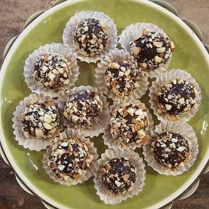 Vegan chocolate truffles  at Dona Flor Cafe in Lisbon