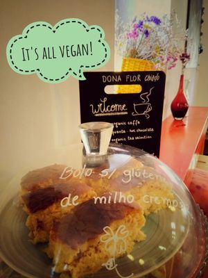 Sweet corn gluten free cake  at Dona Flor Cafe in Lisbon