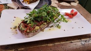 Avocado toast at Dona Flor Cafe in Lisbon