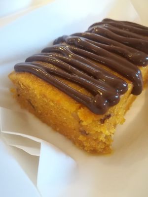 vegan semolina bread with chocolate at Dona Flor Cafe in Lisbon