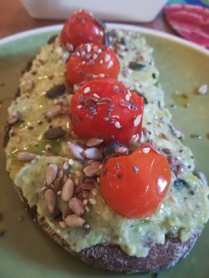 avocado toast at Dona Flor Cafe in Lisbon