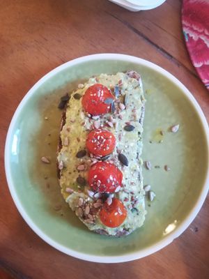 avocado toast at Dona Flor Cafe in Lisbon
