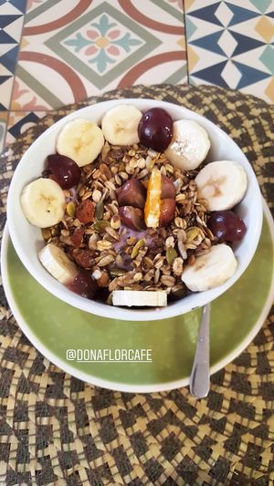 Fruit bowl with yoghurt and granola at Dona Flor Cafe in Lisbon