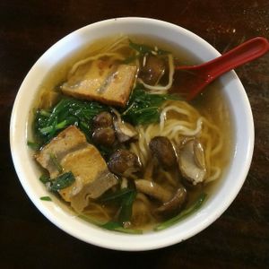 mushrooms & meat noodle - 70NT$ at SùShí Gié Zhī 素食茄 in Taipei