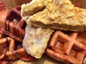 Chick*n & Waffles - Red Velvet at Wildflower Vegan Co in Casselberry