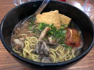 Ramen with mushrooms, fried shallots and tofu at Goro Ramen in Oklahoma City