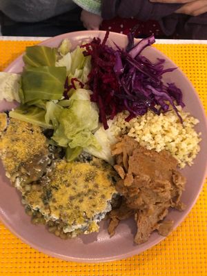 Lentils gratin, seitan, bulgur, mixed salad  at Kansha in Fatima