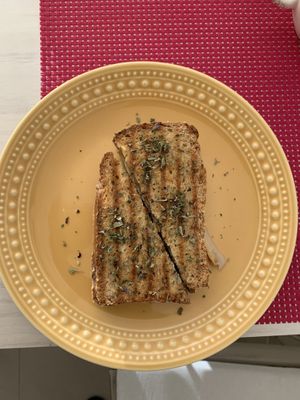 Toast with cheese and smoked tofu at Kansha in Fatima