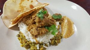 vegan lamb curry  at Cafe Nowa in Petersham