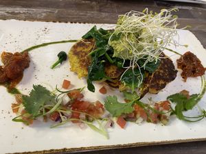 Cauliflower and corn fritters at Cafe Nowa in Petersham