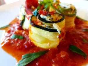 Zucchini Cashewcotta Rollups were a HUGE Hit! at Heidi's Health Kitchen in Babylon