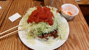 Vegan taco rice with the sauce on top at Quina Harmonica  in Musashino