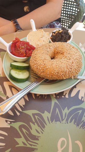 Bagel 'cream"cheese" bagel' Tuscany style at Bagels & Beans in Alphen Aan Den Rijn