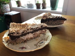 Raw cake ”chunky monkey” at Martens hus in Nykoping