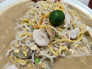 fried Hokkien (mock) prawn noodle  at Long Quan Vegetarian Stall in North Singapore