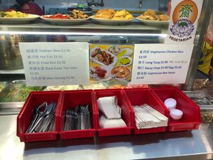 Menu at Long Quan Vegetarian Stall in North Singapore