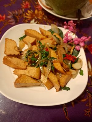 Fried chilli basil tofu at Thai Herb in Khao Sok