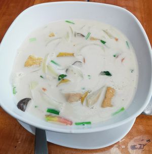 Tom KHA tofu in coconut milk at Thai Herb in Khao Sok