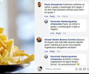 Explanation on vegan burger at Honorato in Lisbon