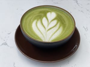 Matcha with oatly milk  at Ginko in Graz